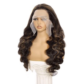 HANGFIRST 1B/30 Highlight Lace Front Wig Human Hair 13x6 Ombre Lace Front Wig Human Hair 180% Density Body Wave HD Lace Frontal Wigs Human Hair Colored Balayage Wig for Black Women 32Inch