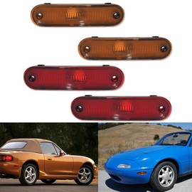 GTINTHEBOX Front Amber & Rear Red Lens Side Marker Light Housing Assembly Compatible With 1990-2005 MAZDA MX-5 MIATA Fender Bumper Lamp