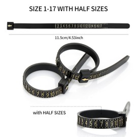 Hudinsun 3 PCS Ring Sizer Measuring Tool Kit, Reusable Finger Size Tape 1-17 USA Rings Size, Plastic Ring Mandrel, 27 PCS Stainless Steel Measuring Ring Tool, US Ring Size 0-13 with Half Size