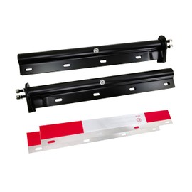 GaeaAuto Black Straight Spring Loaded Mud Flap Hanger Bracket Mudflap Holder Set 1-1/8" Bolt Spacing 30" Length with Aluminum Reflective Tapes fit for Semi Trucks, 2 Pack