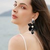 XYAYOU Flower Petal Resin Bead Statement Dangle Floral Tassel Earrings