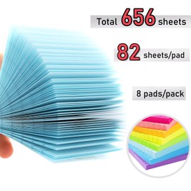 Lined Sticky Notes 3x3 in Bright Ruled Stickies Colorful Super Sticking Power Memo Pads, 82 Sheets/pad, 8 Pads/Pack