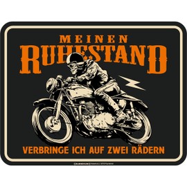 Decorative Tin Sign as a Gift for Biker Rentner - My Retirement I spend on Two Wheels
