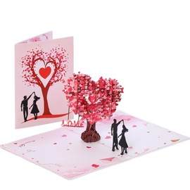 Auriselle 3D Pop-Up Herzförmiges Baumdesign Valentinstag Karte, Folding Cards einzigartig gestaltet, um wahre Gefühle auszudrücken perfekt für romantische Anlässe und besondere Momente