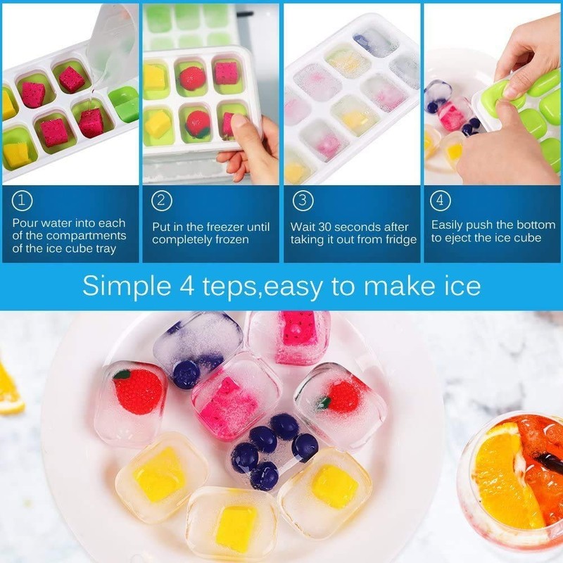 Ice Cube Trays, Silicone Easy-Release and Flexible 14-Ice Trays with