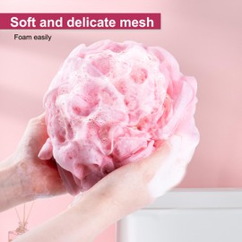 MTDLYICE Loofah Sponge 75g 4 Pack, Bath Sponge Soft Mesh Shower Puff Loofah for Women, Exfoliating Body Scrubber, lufas for Women, Shower Accessories (Purple Red Pink Blue)