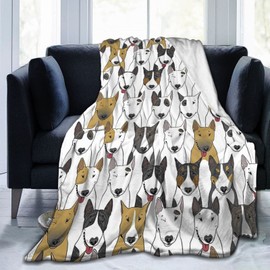 Funny Dogs Bull Terrier Sofa Blanket,Cozy Flannel Bed Blanket, Unisex Soft Comfortable Children Bed Blanket, 50''x40''