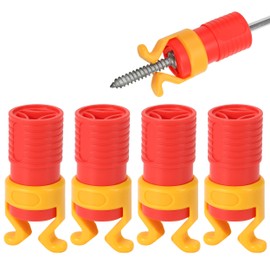 4 Pcs ABS Screw Gripper Holder Clamp Fixing Set for Drill, Fits Screwdrivers Bit Diameter of 6-8mm Holding Tool for Woodworking (Red)