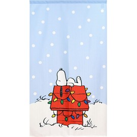 Noren Workshop 98010 Noren Snoopy Winter Snow Fashionable Tapestry Poster Width 33.5 x Length 59.1 inches (85 x 150 cm) Divider Blindfold Seasonal Peanuts Snow Scenery