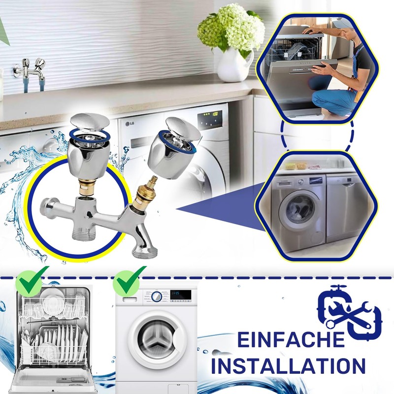 Double Tap for Washing Machine and Dishwasher Angle Valve 1/2