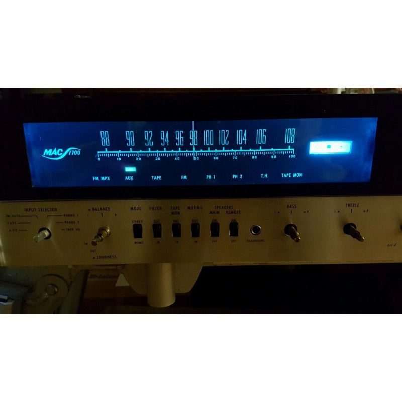 McIntosh MAC1700 Stereo Receiver front panel LED lamp and filter
