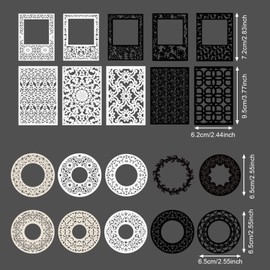 DREMISI 40 Pcs Vintage Scrapbooking Supplies Lace Scrapbook Paper Scrapbook Cutouts Hollow Frame Cutout Decorative Paper Junk Journaling Supplies Aesthetic Stationery Craft Supplies (Circle & Square)