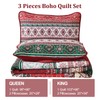 WONGS BEDDING Boho Queen Quilt Set, Red Bohemian Quilt Bedding