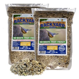 Backyard Birds No Mess Wild Bird Food - Premium Fruit & Seed Mix with Pumpkin Seeds, Cranberries & Pistachios, Zero Waste Blend (5 lbs)