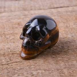 NUZUJX 1.3" Healing Crystal Quratz Hand Carved Human Skulls Pocket Statue Figurine Decor