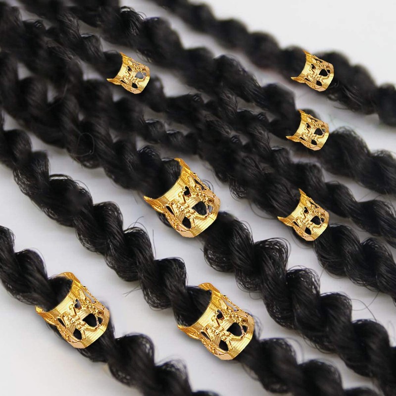 LEBQ 50 Pieces Aluminum Dread Locks Adjustable Metal Cuffs Dreadlocks