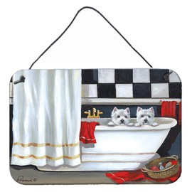 Caroline's Treasures PPP3281DS812 Westie Pour Le Bain Bathtime Wall or Door Hanging Prints Aluminum Metal Sign Kitchen Wall Bar Bathroom Plaque Home Decor, 8x12, Multicolor