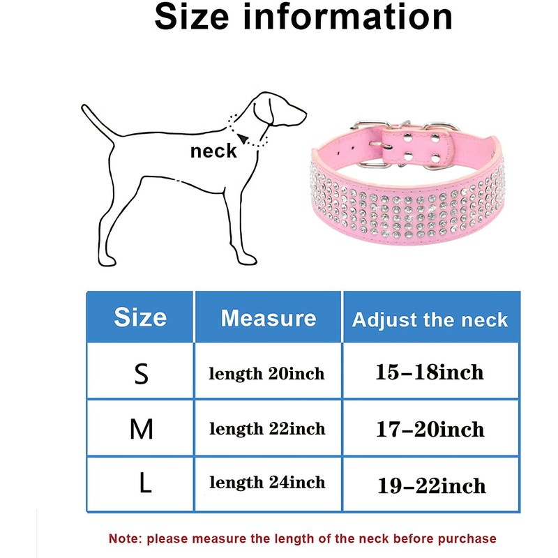 Pimaodog Rhinestones Dog Collars 5 cm Width PU Leather Full