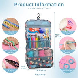 Pnytty Crochet Kit for Beginners Complete 130 Pieces Starters Knitting Kit with Crochet Yarn, Ergonomic Crochet Hooks and Crochet Accessories in Hangable Storage Bag