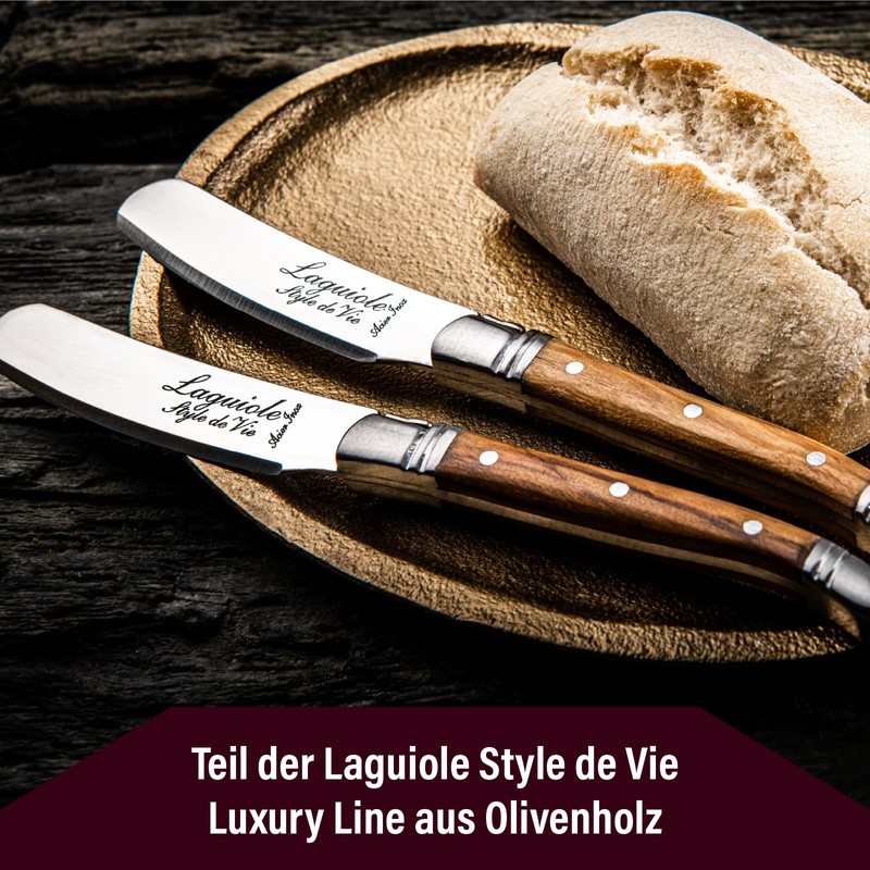 Laguiole Style de Vie Luxury Line Buttermesser Set Olivenholz 4-teilig