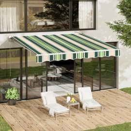 AECOJOY 8.2'X6.5' Manual Retractable Awning Sun Shade Patio Canopy Cover Multi-Color - 8.2 x 6.5 Feet-Mixed Beige Green Stripes