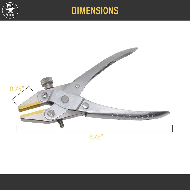 6-3/4" Brass-Lined Jaw Parallel Action Flat Nose Pliers with Adjustable
