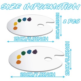 2pcs Transparent Paint Palette, Durable Acrylic Paint Tray with Thumb Hole Wet Palette for Oil/Watercolor, Art Classes, Kids