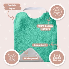 MIMUSELINA | Pack of 5 Waterproof Baby Bibs | Bibs with Elastic Neckband | Easy to Put On | Waterproof Fabric 100% Made in Spain (Aqua)