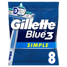 Gillette Gillette Blue3 Simple Einwegrasierer Männer, 8 Rasierer mit 3-fach Klinge, Nassrasierer mit fixiertem Klingenkopf, Feuchtigkeitsstreifen