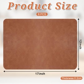 COMNICO Leather Placemats Set of 6, Waterproof Oil-Proof Table Mats 12 X 17 Inch Heat Resistant Place Mats Non-Slip Dining Table Washable Placemat for Kitchen Indoor Outdoor Dining