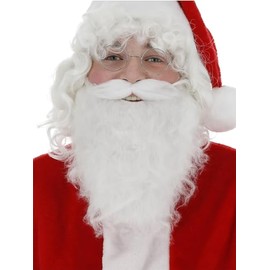 Smiffys Santa Beard, White , Christmas Fancy Dress Accessory, Santa Dress Up Cosmetics & Disguises.
