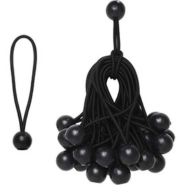 CampTeck U6964 - Set of 30 Tarpaulin Bungee Balls Canopy Tarp Tie Downs Ball Bungees for Curtains, Banner, Tents, Sleeping Bags etc - Black - Length 15cm / 5.9"