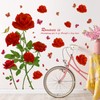 2 Sheets Romantic Red Roses Wall Decals 3D Rose Peony