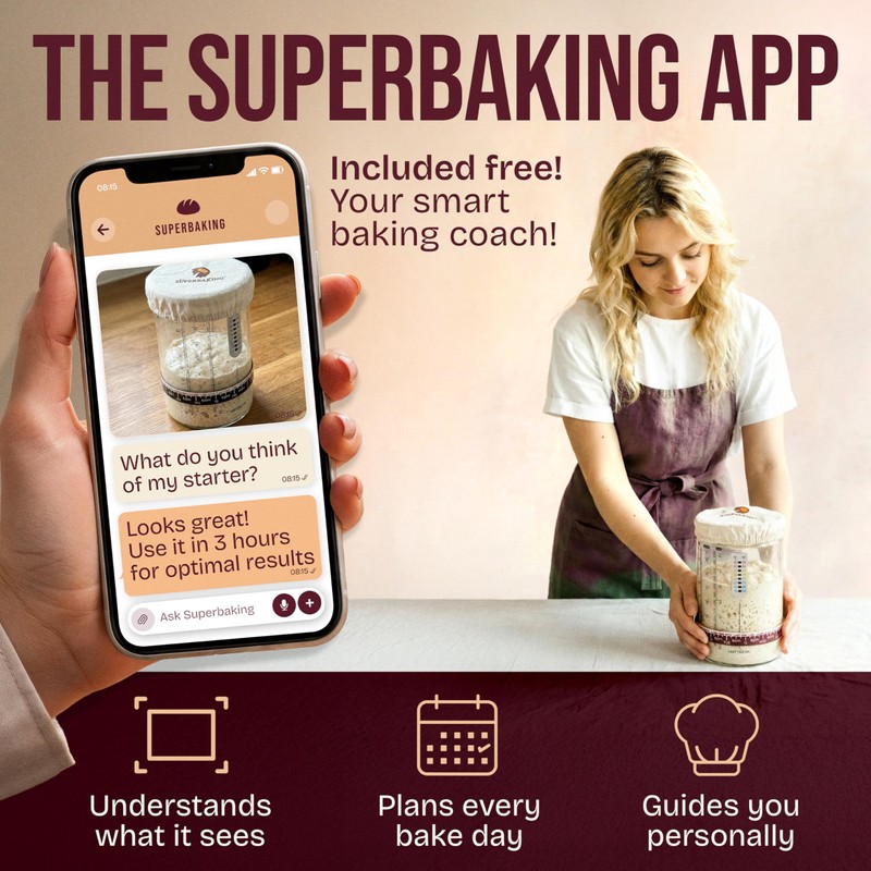 Superbaking Sourdough Starter Jar, Beginner Sourdough Starter Kit, 34oz Wide