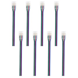 Leloco LED Connector 4-Pin for LED Strip Connector Transparent 8 Pieces LED Strip Connection Cable LED Connector 12V-24V 22AWG Cable for SMD 3528 2835 5050 5630+10 mm 4-Pin LED Gapless Connector
