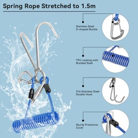 EEBBL Scuba Diving Reef, Scuba Diving Reef Stick, Anti-seawater Corrosion Double Scuba Diving Reef Hooks Scuba Diving, 316 Stainless Steel Reef Cord Hook, Blue