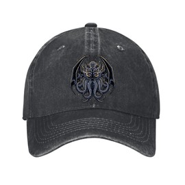 Vintage Washed Cotton Baseball Caps Men Women Adjustable Unstructured Hat, Cthulhu, One Size