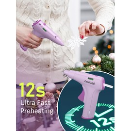 Narbell Cordless Hot Glue Gun Kit with 30 Pcs Sticks,Less Drip Nozzle,12s Preheating,2Ah Battery,Auto Shut-Off