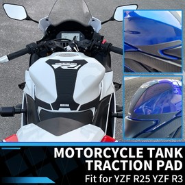 GFARDMOTO Motorcycle Tank Traction Pad Non-Slip Knee Grip Traction Sticker Gas Tank Protector Fuel Tank Pad for YA&MA&HA YZF R25 YZF R3 YZF-R25 YZF-R3 2019-2025 (Black-White)