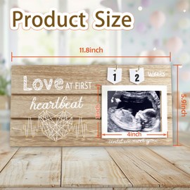 Sonogram Picture Frame with Countdown Weeks, Love at First Heartbeat Ultrasound Frames 4"x3" Photo, Pregnancy Announcements Ideas Baby Gender Reveal, New Mom Expecting Parents to Be Keepsake Gifts