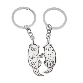 Montesy 2 Pack Cute Animal Keychain Set Car Keychain Otters Key Holder Stainless Steel Bag Pendant Gift for and Couples