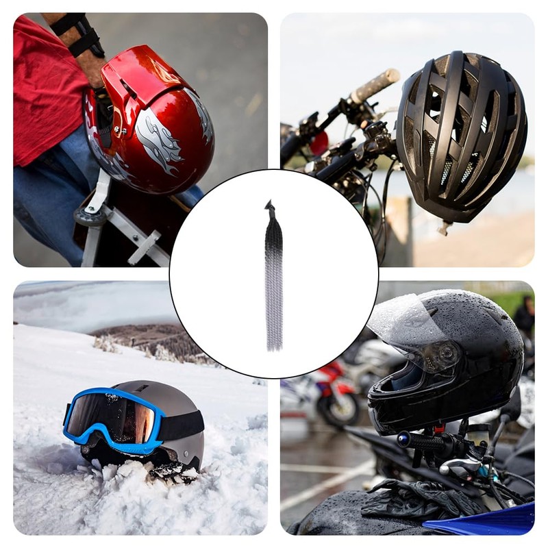 Helmet Pigtail, Gradient Bicycle Helmet Braid with Reusable Suction Cup