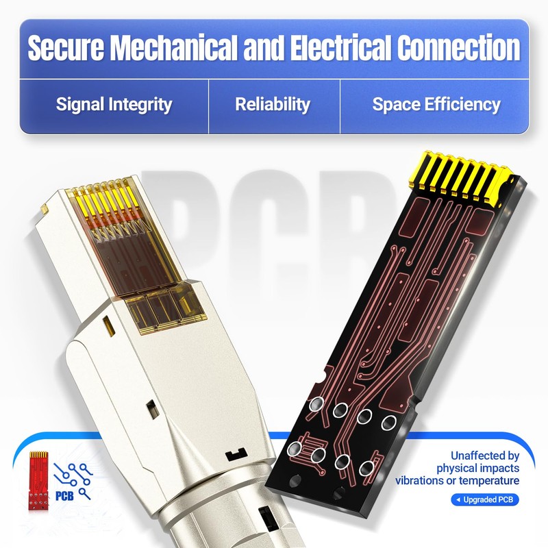 AMPCOM STP CAT8 RJ45 Connector Zinc-Alloy Tool-Free Ethernet Field Termination