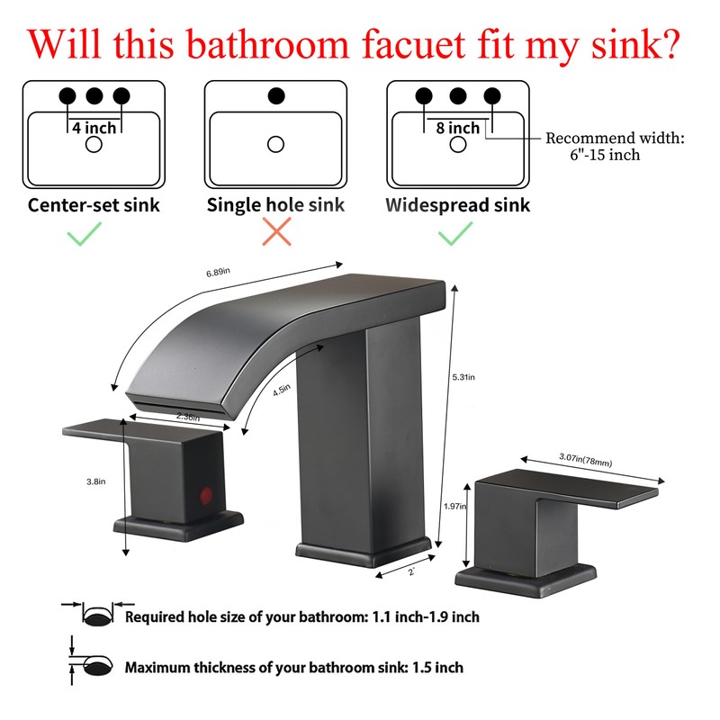 Bathroom faucets 3 Hole Widespread Modern Bathroom Sink Faucet 8