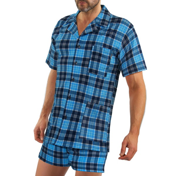 sesto senso Elegant Checked Short Sleeve Pyjamas Men's Button Down
