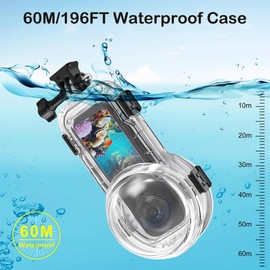 KETOPKIN Invisible Dive Case for Insta360 X5,60M/196FT Underwater Waterproof Diving Housing Cover Protective Shell for Insta 360 X5 Housings with Adapter Bracket Camera Accessories