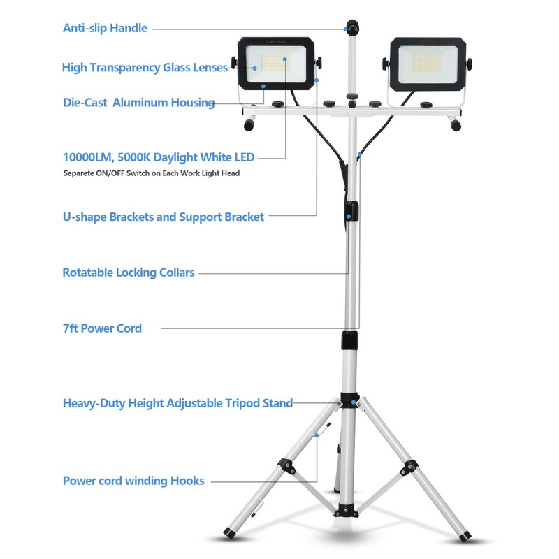 UFOND 10000 Lumen LED Work Light with Stand,Detachable Waterproof Dual