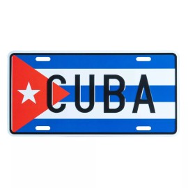 Cuba Flag License Plate - Embossed Metal Cuban Car Tag Sign Novelty, 12" x 6"