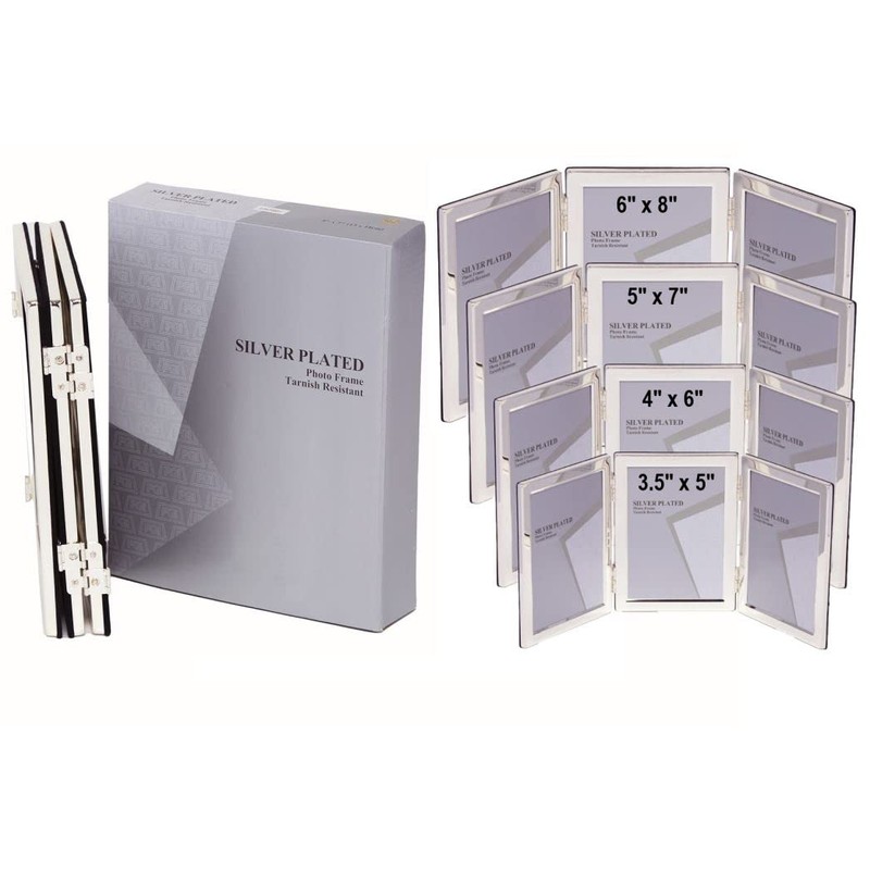 3.5 x 5-inch Silver Flat Edge TRIPLE PORTRAIT Photo Frames