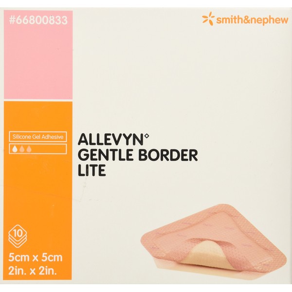 Smith & Nephew Foam Dressing Allevyn Gentle Border Lite 2 X 2 Inch Square Adhesive Sterile #66800833, Box of 10
